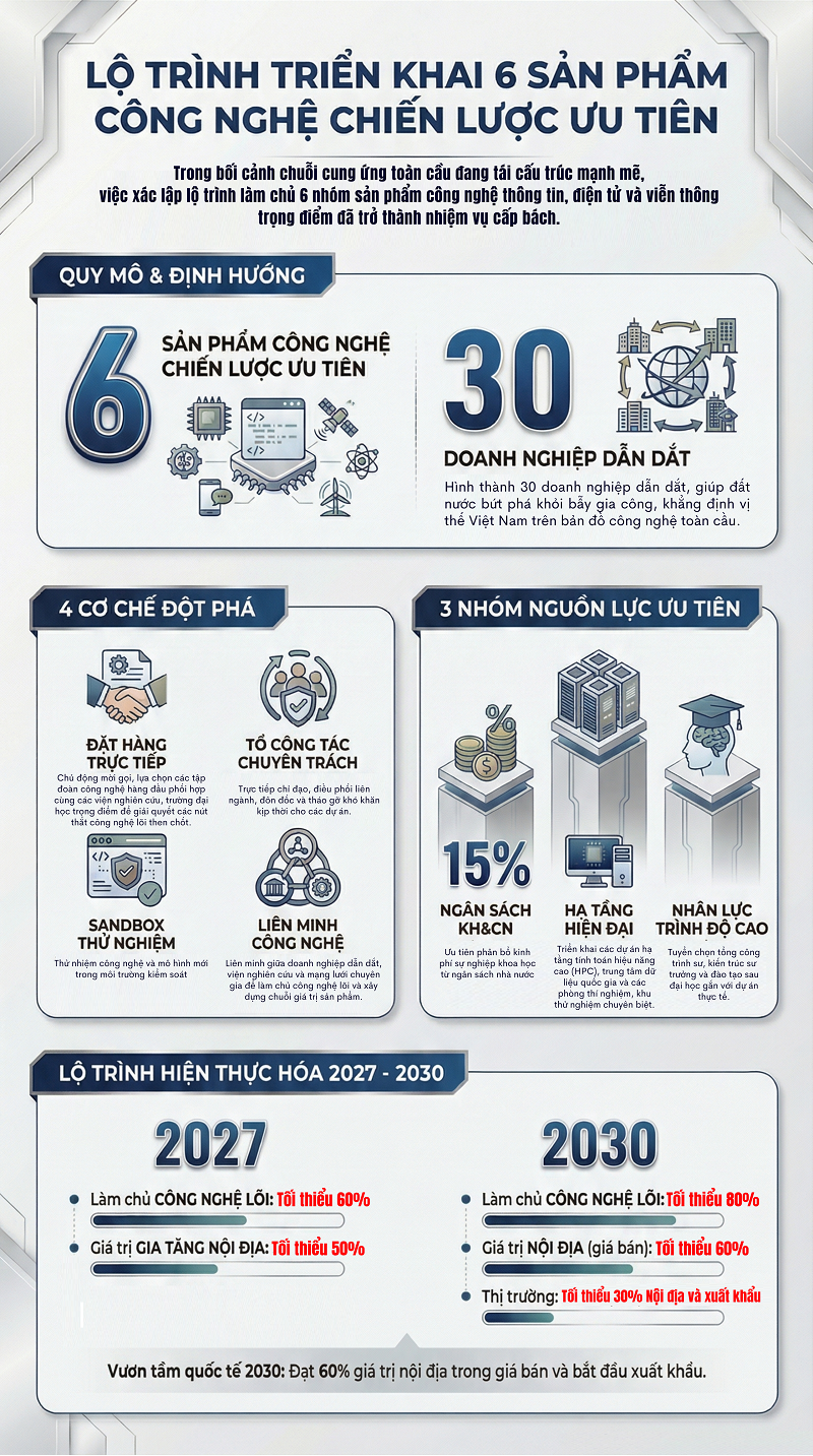 Lộ trình triển khai 6 sản phẩm chiến lược